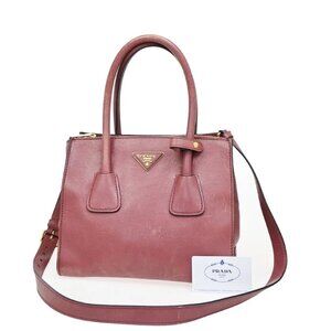 PRADA MILANO Logo 2Way Shoulder Handbag Leather Pink GHW Italy 80KB991